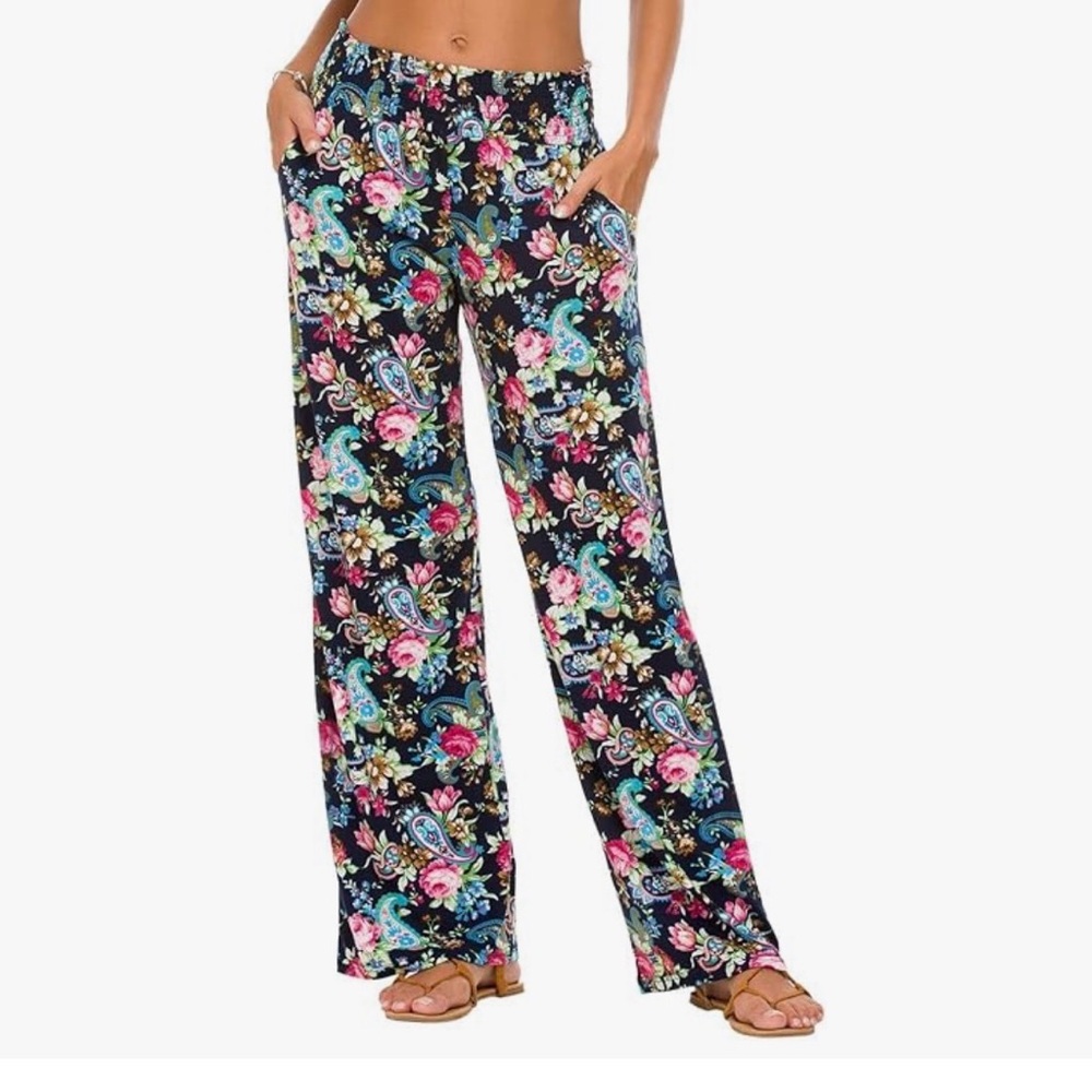 Vibrant Floral Women's Wide Leg Pants